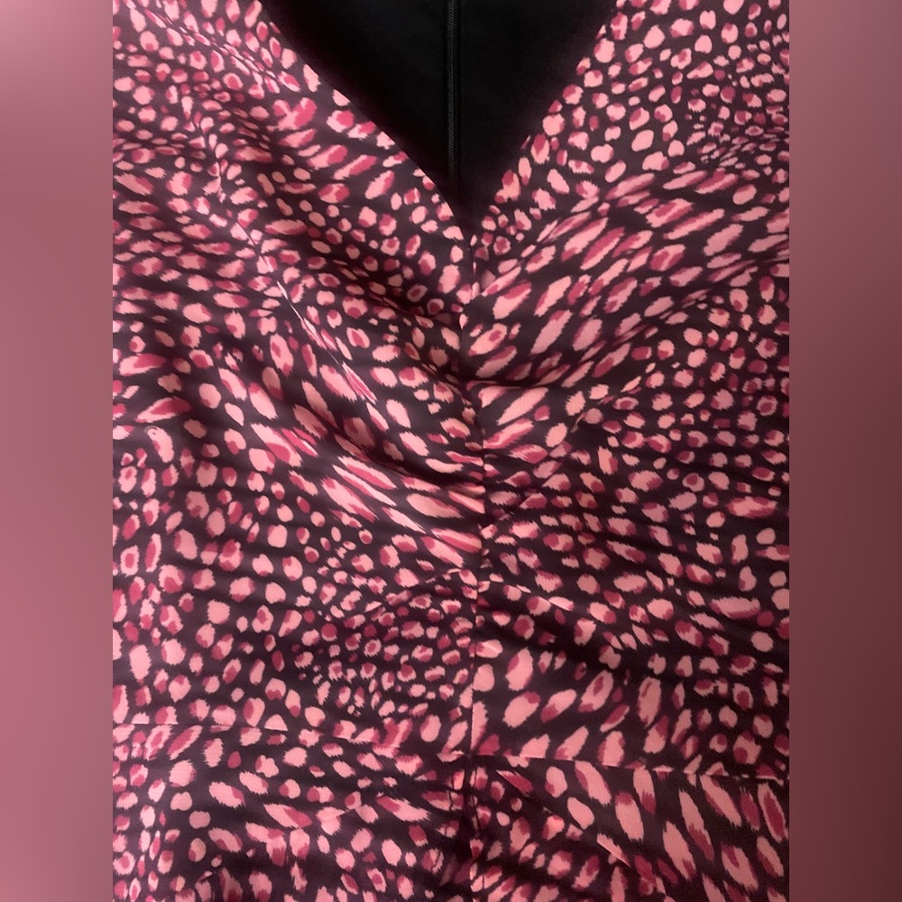 Bar III Pink Black Animal Print Ruffle Mini Dress Size 10 - Picture 11 of 13